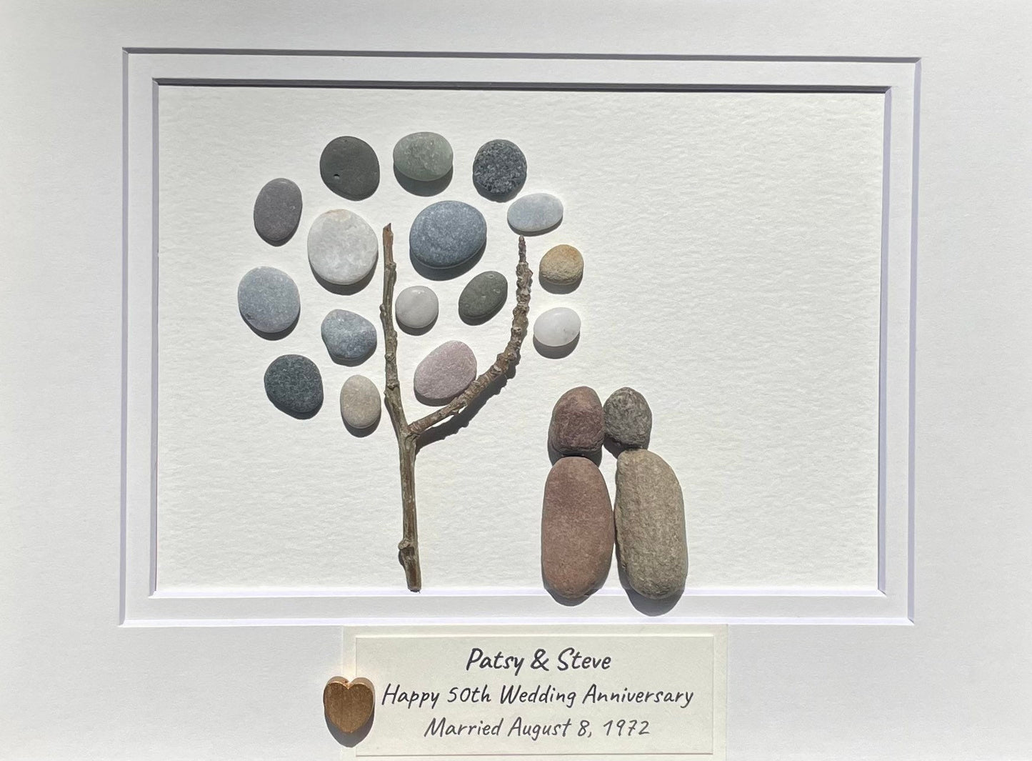 50th Wedding Anniversary Personalized Gift, Golden Wedding Anniversary Framed Pebble Art, Gift for Parents, Wife, Husband