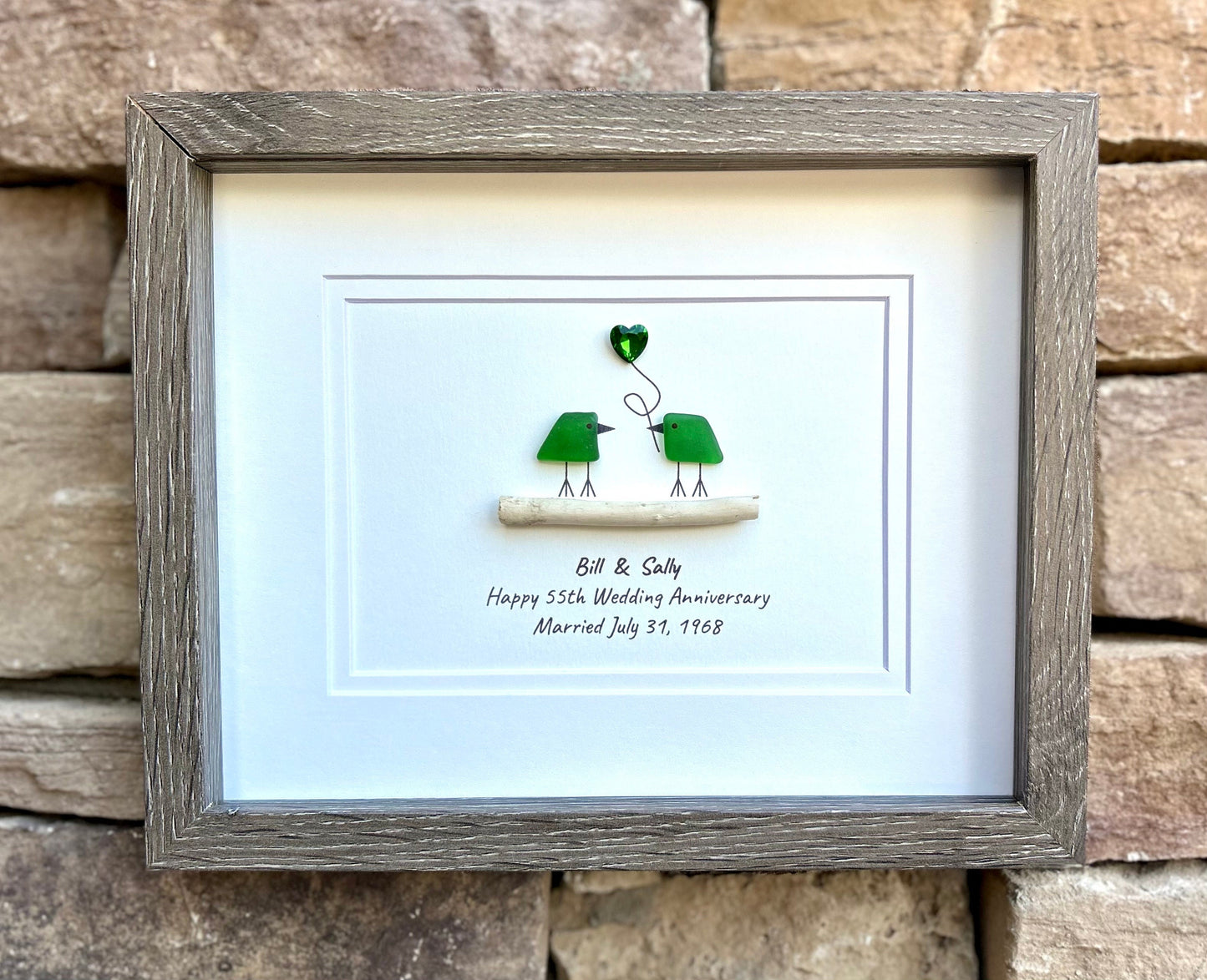 55th Wedding Anniversary Personalized Gift, 8 x 10” Emerald Anniversary Gift for Parents, Wife, Husband, Friends