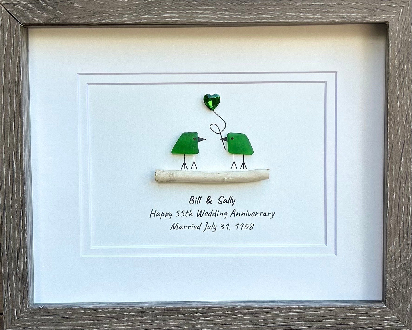 55th Wedding Anniversary Personalized Gift, 8 x 10” Emerald Anniversary Gift for Parents, Wife, Husband, Friends