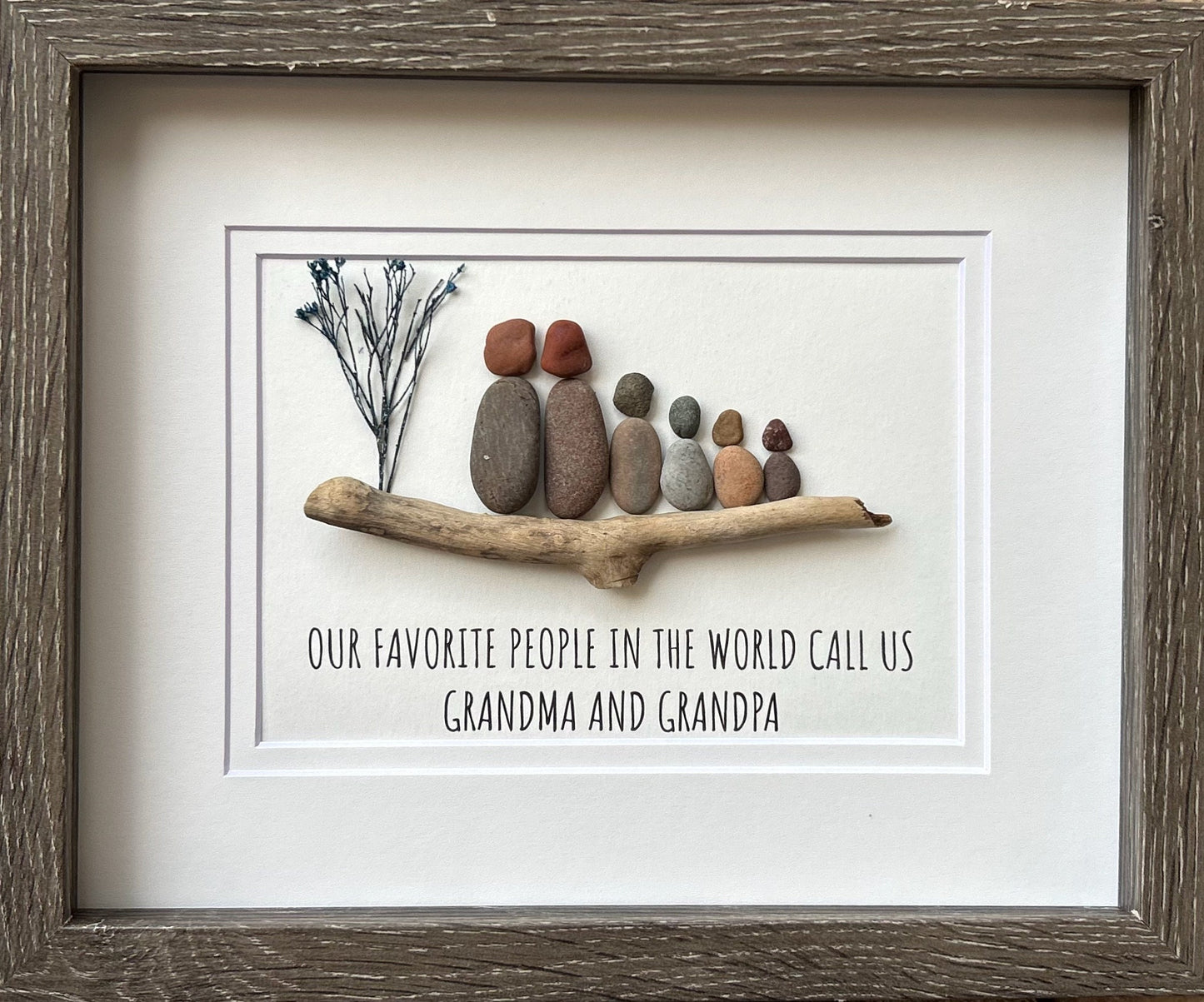 Personalized Gift for Grandparents, 8x10 framed pebble art, perfect gift from Grandkids